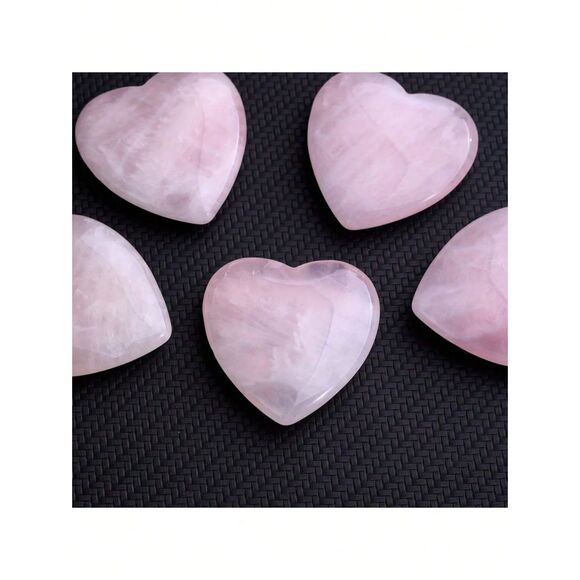 Rose Quartz Crystal Heart Thumb Worry Stone Pocket Palm Gemstone Reiki Anxiety - Picture 2 of 3